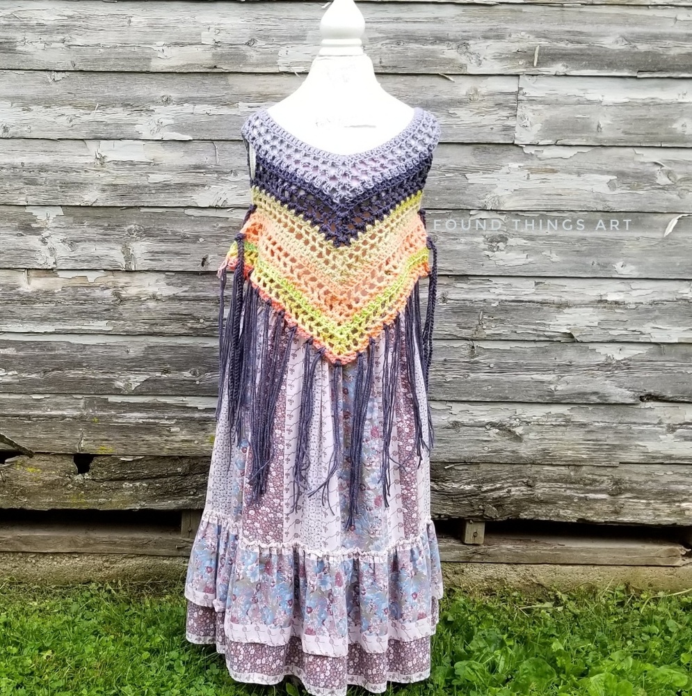 Pastel Boho Fringe Crochet Festival Top